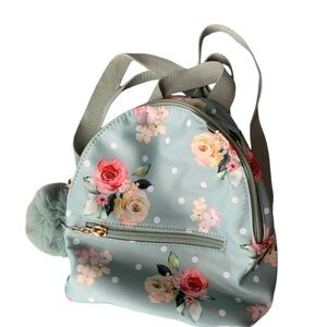 LIKE DREAMS kids soft mint green floral with white polka dots Backpack